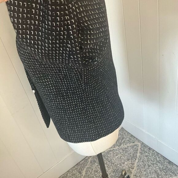 Vintage 80s Eric Sands Women’s Medium Black Tweed Hidden Button Blazer Jacket - Picture 9 of 11